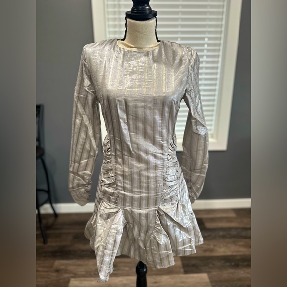 NWT REVOLVE ATOIR Walk Me Home Cocktail Mini Dress Metallic Silver US XS/6 - Picture 1 of 7